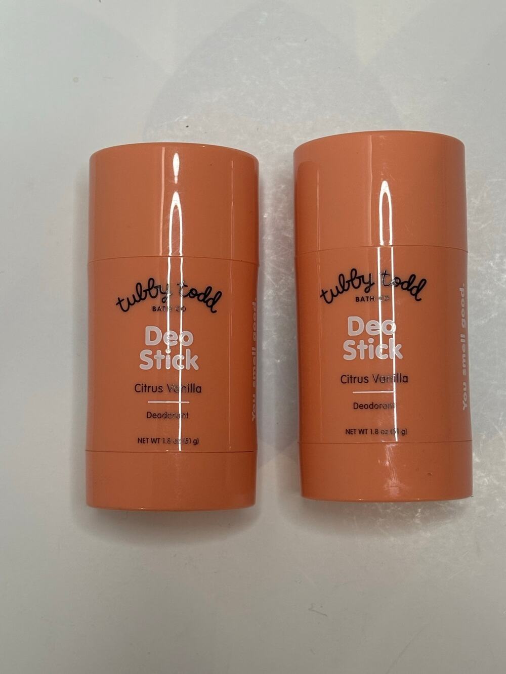 Tubby Todd Deo Stick Citrus Vanilla 1.8 oz Lot of 2 Aluminum Free NEW